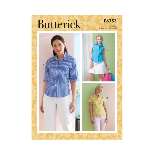 Naiste, väikesekasvuliste Petite naiste nööbitavad särgid, Butterick B6753