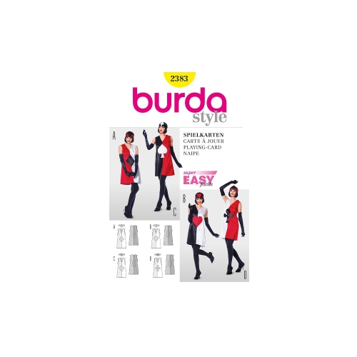 Mängukaartide kostüümid suurustele 34-54 Burda 2383