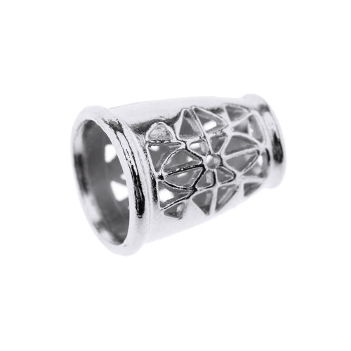 Metallist, kellukakujuline, ornamendiga, nööri otsakinnis 14 x 11mm