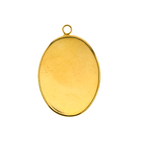 Oval Pendant Base with Zig-Zag Edge / 40 x 31mm