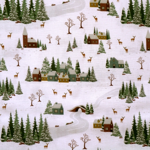 Puuvillane popliinkangas, jõulumotiividega, 150cm, 251211