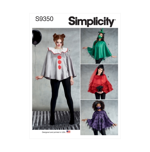 Simplicity lõiked S9350 Naiste ponšo kostüümid ja näomaskid 