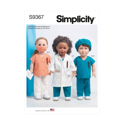 Simplicity lõiked S9367 Nukuriided 45cm nukule