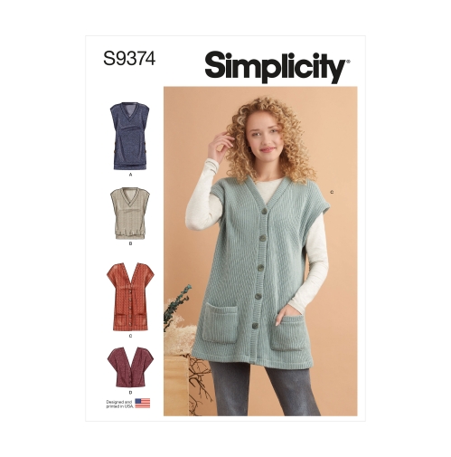 Simplicity lõiked S9374 Neidude trikoovestid, A (XXS-XS-S-M-L-XL-XXL)