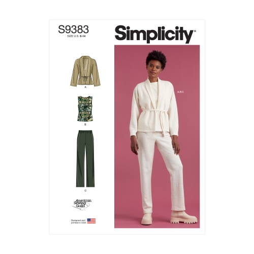 Simplicity lõiked S9383 Neidude jakk, trikootopp ja püksid