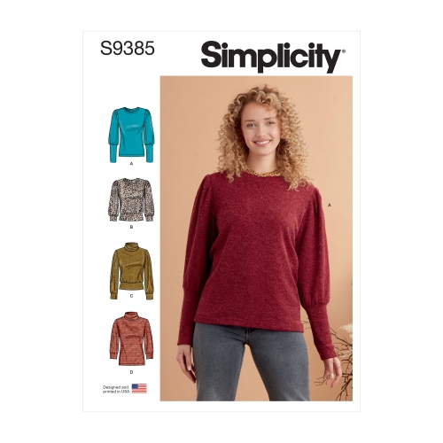 Simplicity lõiked S9385 Neidude pikkuse ja varruka variatsiooniga trikootopid 