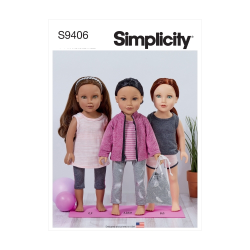 Simplicity lõiked S9406, 45 cm (18“ tolli) nuku riided