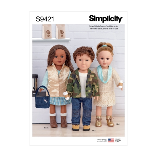 Simplicity lõiked S9421 Nukuriided 45 cm nukule
