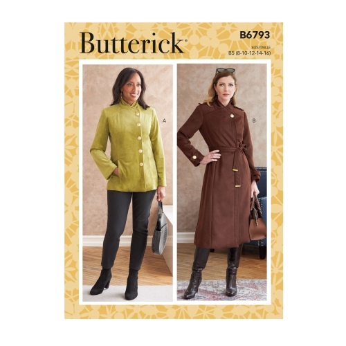 Lõiked: Naiste jakk, mantel ja rihm, Butterick, B6793
