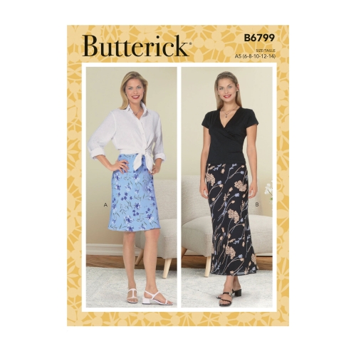 Lõiked: Naiste ja väikesekasvuliste naiste sõlmitav A-lõikega seelik, Butterick, B6799
