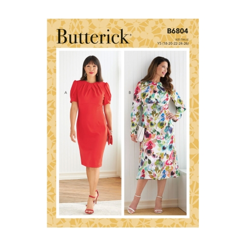 Lõiked: Kleit A/B, C, D rinnakorvi mõõtudele: Butterick, B6804