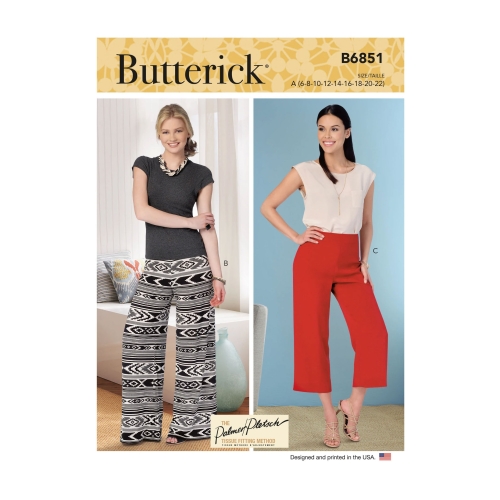 Ompelukaava: Misses' No-Side-Seam Shorts, Capris &amp; Pants, A (6-8-10-12-14-16-18-20-22), Butterick, B6851A