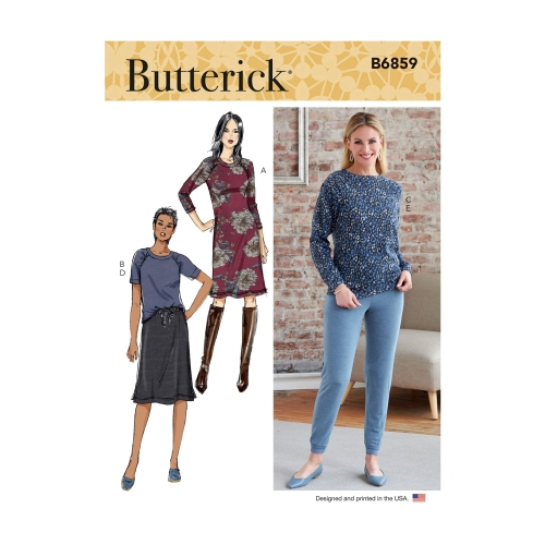 Lõiked: Misses' trikookleit, topid, seelik ja püksid, Butterick, B6859