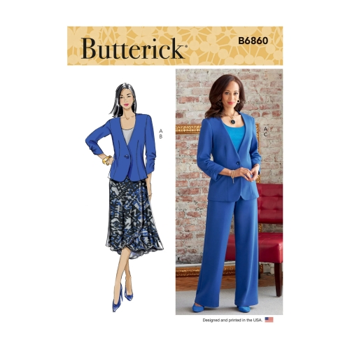 Lõiked: Naiste jakk, seelik ja püksid, Butterick, B6860
