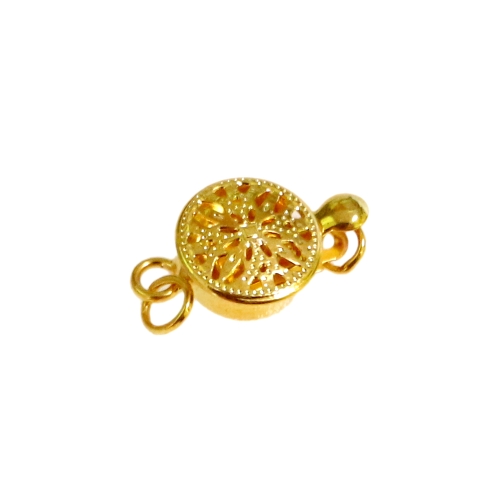 Karpkinnis lame ümara vormiga antiikse mustriga, Round Box Clasp with Floral Pattern, 14mm