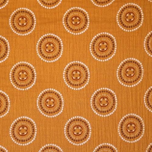 Ornamendimustriga puuvillane musliinkangas, 132,5cm, 134.762, Soodushind!