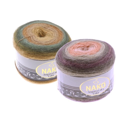 Sujuva värviüleminekuga lõng Angora Luks Color, Nako, 150 g = u. 810 m