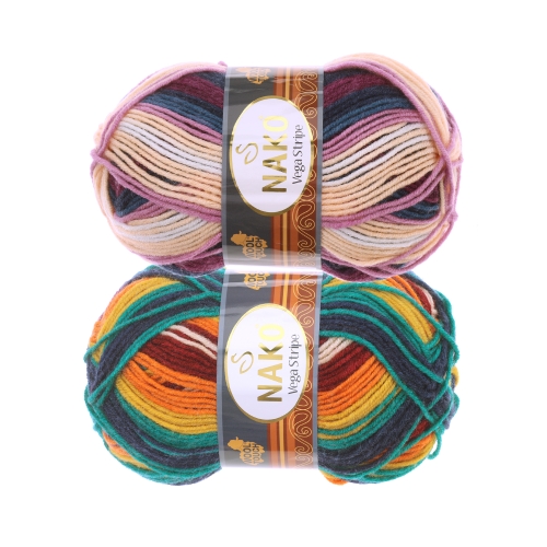 Pehme akrüüllõng Vega Stripe, Nako, 100 g = 195 m