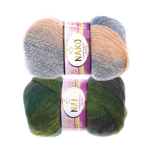 Mitmevärviline villasisaldusega lõng Mohair Delicate Colorflow, Nako, 100 g = u. 500 m