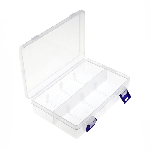 Plastmassist (PP) läbikumav säilituskarp, lukustatav, 2 sektoriga, 20 x 13,5 x 4,5 cm, KL2575