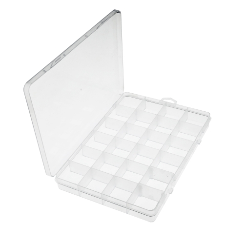 Plastikust (PP) säilituskarp 19 x 13 x 2 cm; 24 lahtrit, KL2576