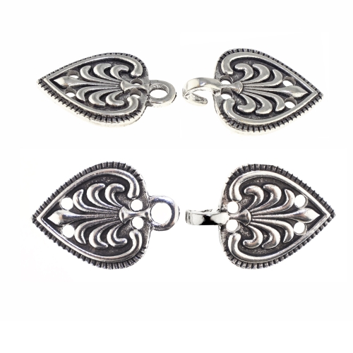 Scandinavian Pewter Clasps, pair size 50mm x 20mm