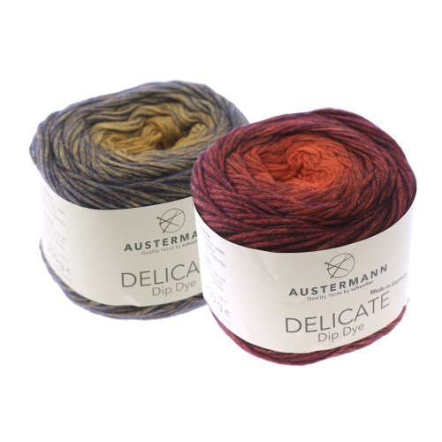 Pehme viskoosi-villasegu lõng Delicate Dip Dye, Austermann, 200 g = u. 380 m