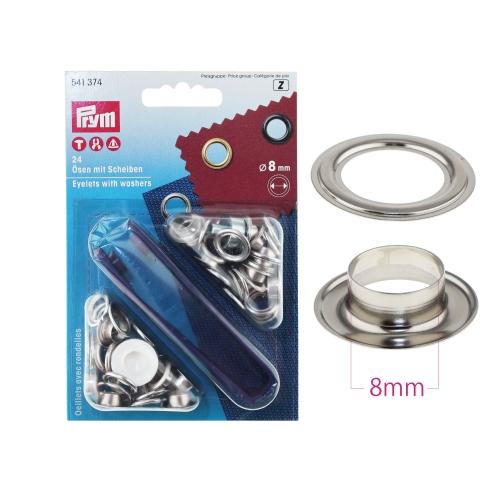 Öösid tugiseibidega, augu läbimõõduga ø8 mm, 24 tk, Prym