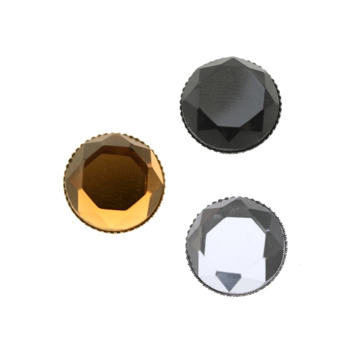 Värvilise, tahulise klaaskristalliga, metallkannaga pidulik nööp, 15mm, 24L