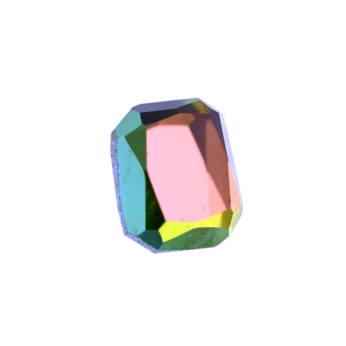 Ristkülikukujuline värvilise, tahulise klaaskristalliga, metallkannaga pidulik nööp, 10x8mm, 16L