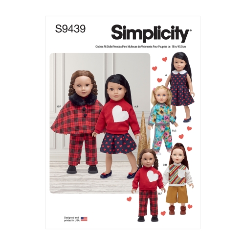 Simplicity lõikekomplekt S9439 18" Doll Clothes