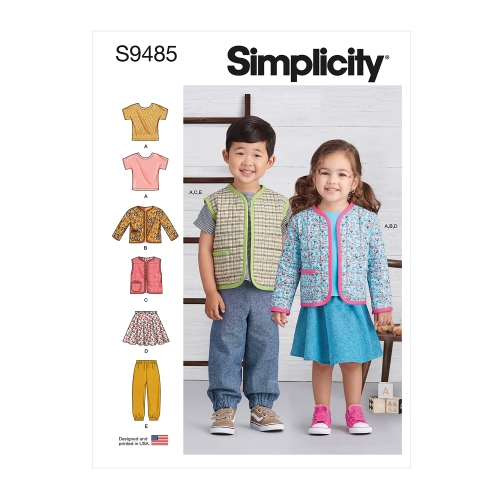 Simplicity lõikekomplekt S9485 Toddlers' Knit Top, Jacket, Vest, Skirt and Pants