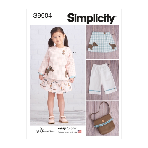 Simplicity lõikekomplekt S9504 Children's Jacket, Skirt, Cropped Pants and Purse