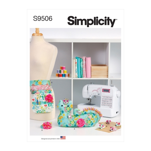 Simplicity lõikekomplekt Cat Organizer with Mouse Pincushion, Mouse Sewing Weights, Apron, Sewing Clip Wristlet S9506