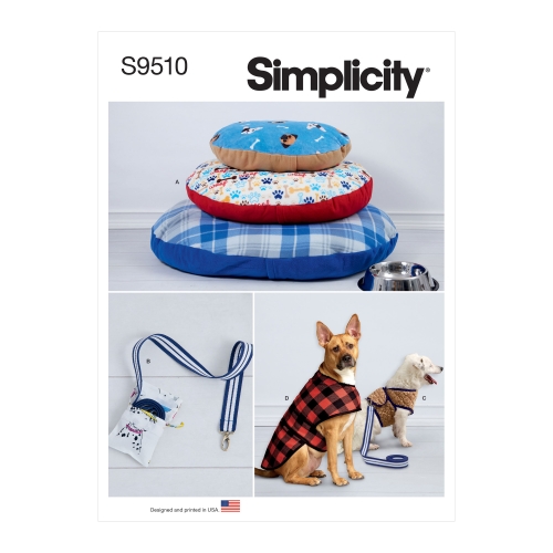 Simplicity lõikekomplekt Dog Beds, Leash with Case, Harness Vest and Coat SS9510A