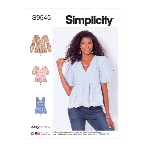 Simplicity lõikekomplekt Misses' Tops, SS9545