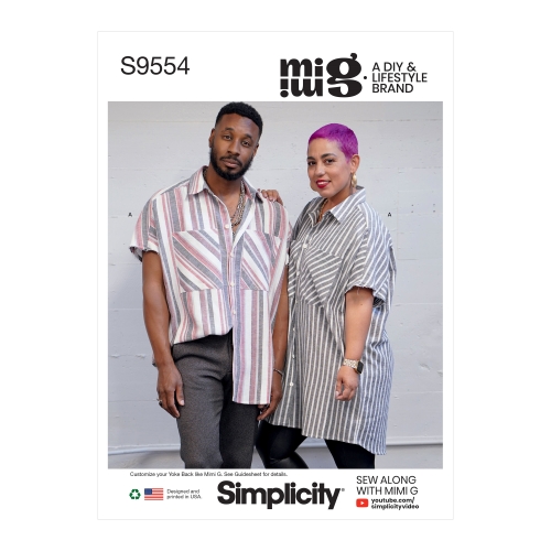 Simplicity lõikekomplekt Unisex Shirt in Two Lengths, SS9554