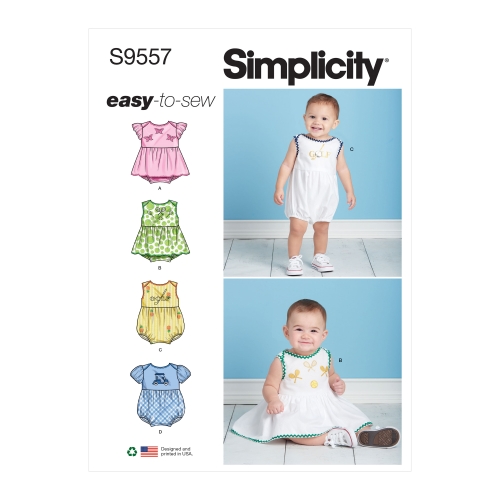 Simplicity lõikekomplekt Babies' Romper, SS9557AA (XXS-XS-S-M-L)