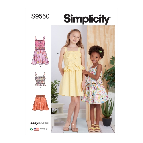 Simplicity lõikekomplekt Children's and Girls' Dress, Top and Skirt, SS9560