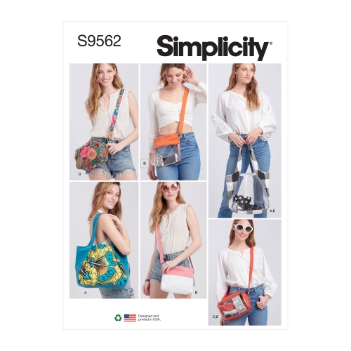 Simplicity lõikekomplekt Tote, Bags and Pouch, SS9562OS (One Size Only)