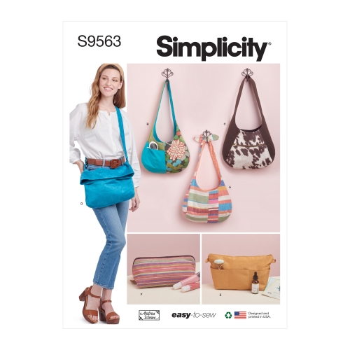 Simplicity lõikekomplekt Slouch Bags, Purse Organizer and Cosmetic Case, SS9563OS (One Size Only)