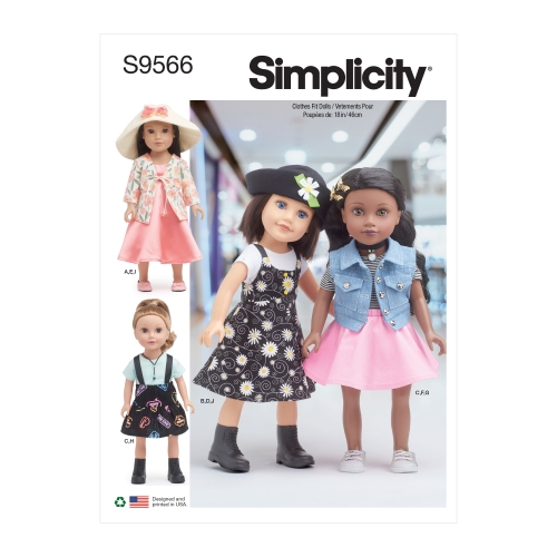 Simplicity lõikekomplekt 18" Doll Clothes, SS9566OS (One Size Only)