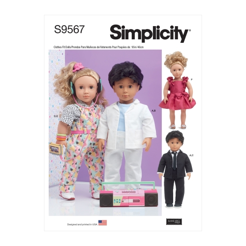 Simplicity lõikekomplekt 18" Doll Clothes, SS9567OS (One Size Only)