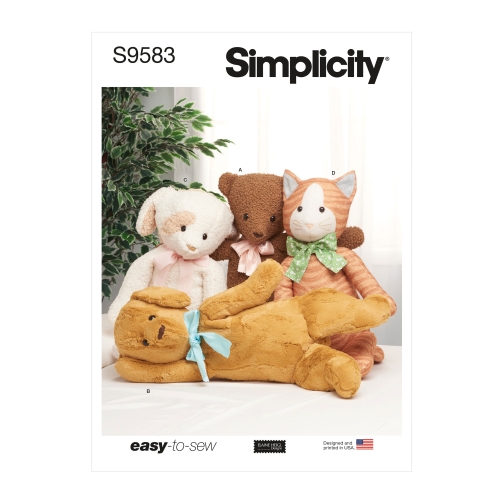 Simplicity lõikekomplekt Poseable Plush Animals by Elaine Heigl, SS9583OS (One Size Only)