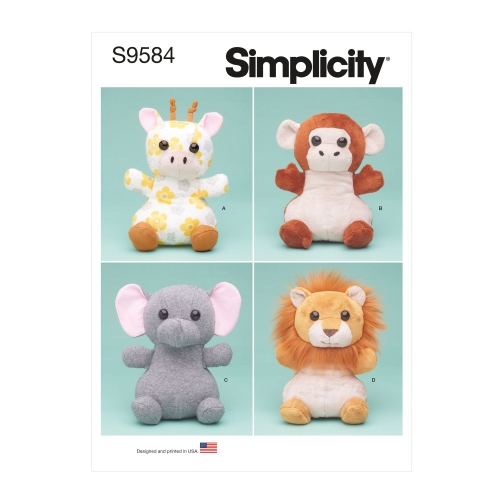 Simplicity lõikekomplekt Plush Animals, SS9584OS (One Size Only)
