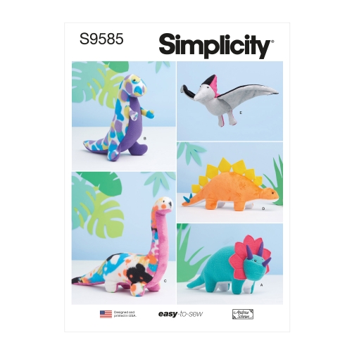 Simplicity lõikekomplekt Plush Dinosaurs by Andrea Schewe, SS9585OS (One Size Only)