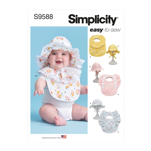 Simplicity lõikekomplekt Babies' Hats and Bibs, SS9588AA (All Sizes in One Envelope)