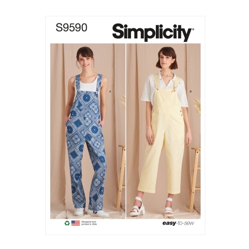 Simplicity lõikekomplekt Misses' Overalls, SS9590AA (XS-S-M-L-XL)