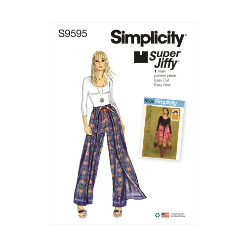 Simplicity lõikekomplekt Misses' Super Jiffy Wrap and Tie Pantskirt, SS9595OS (One Size Only)