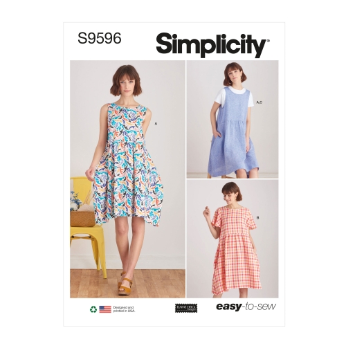 Simplicity lõikekomplekt Misses' Pullover Dress and Knit Top by Elaine Heigl, SS9596AA (XS-S-M-L-XL)